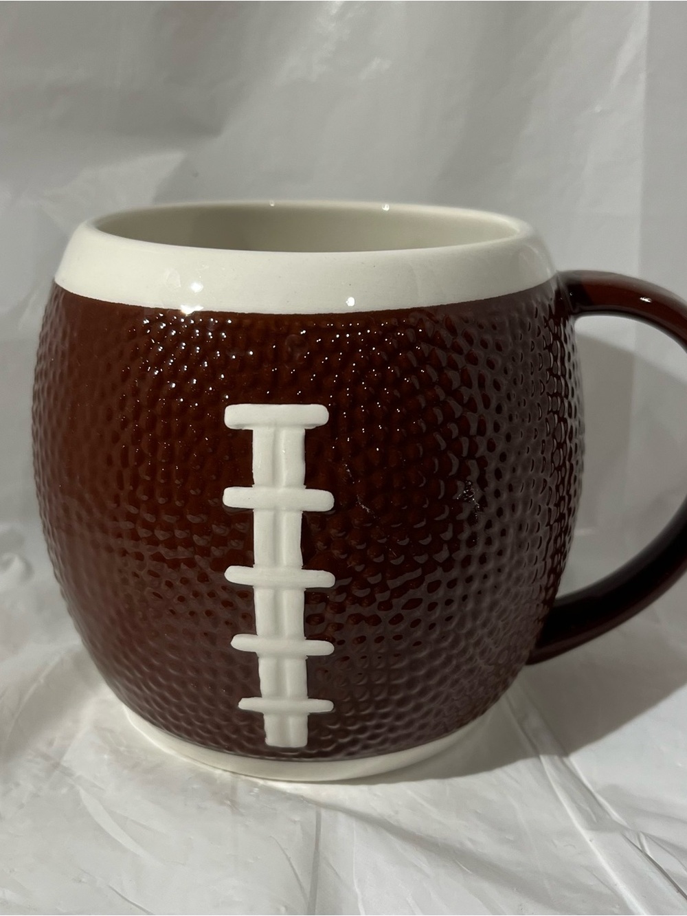Lange Brown and White Football Ceramic Mug